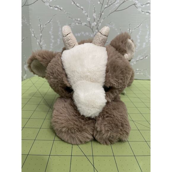 Aurora Flopsie Gemini Goat Plush Brown Huggable Lovey Stuffed Animal 12 Inch - Picture 5 of 12